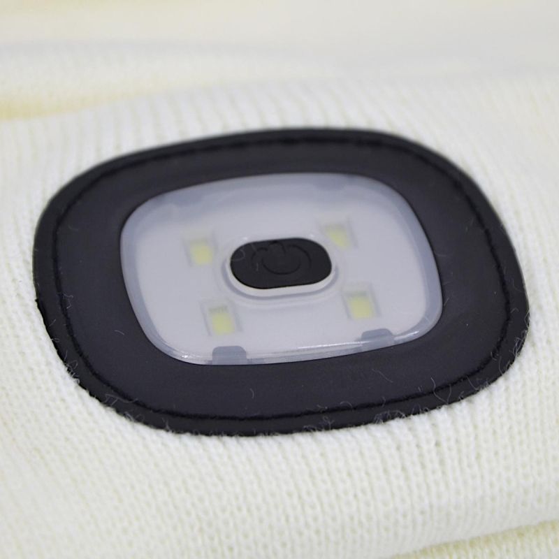head Beanie With 4-Led Headlamp, 120 Lm, 3 Modes, For Outdoor Activities fehér kötött sapka GSP-1088228