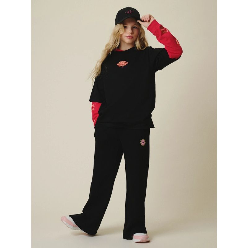Girls' wide-leg sweatpants 4F
