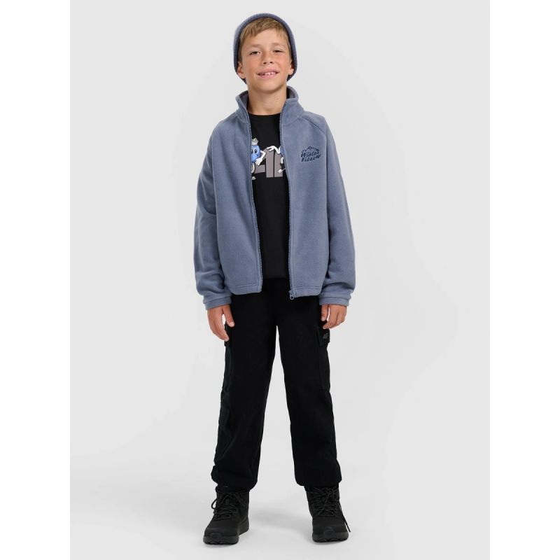 Regular fleece with stand-up collar for boys 4F 4FJRAW25TFLEM490-32S pulóver