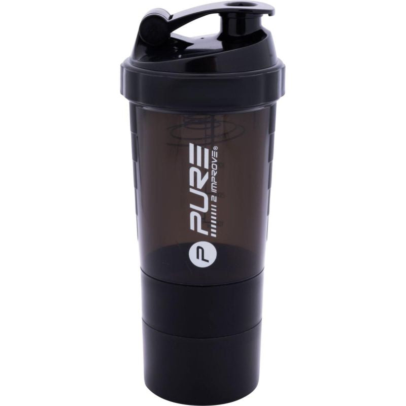 Pure 2 Improve Fitness Shaker Bottle 500ml Black fekete water bottles, nutrients and supplements, training equipment