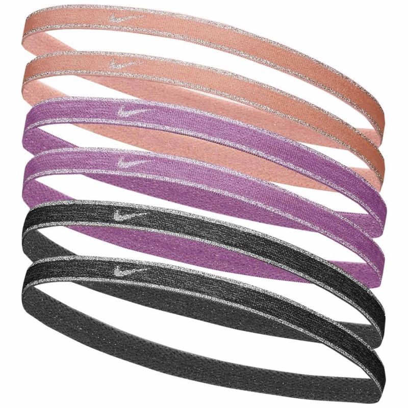 Nike Swoosh Sport Metallic Hairbands 6 Pack Peach, Pink, Gray szürke karszalag 138640