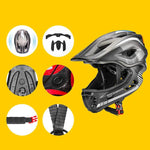 Rockbros TT- children's bicycle helmet with removable chinbar, size S - gray czarny || szary \ s helmets, martial arts equipment