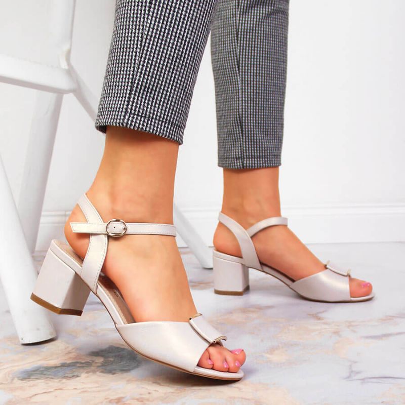 Inny Sergio Leone W SK139F beige block heel sandals Utcai cipő