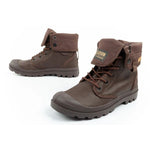 Palladium Men's Baggy Coated High Top Sneakers, Fashionable Dark barna utcai cipő