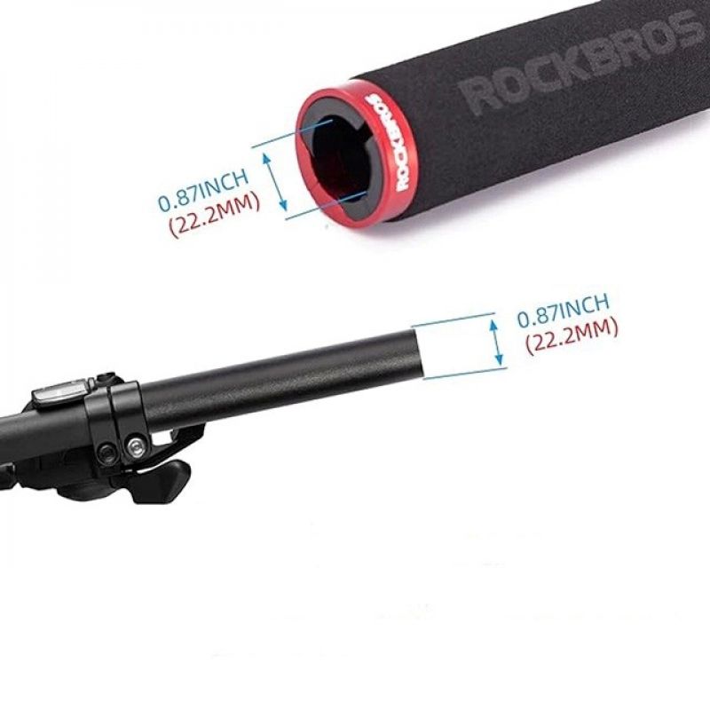 Rockbros Foam Bicycle Grips for Handlebars – Black and Red piros zokni Rockbros-BT1001BKRD