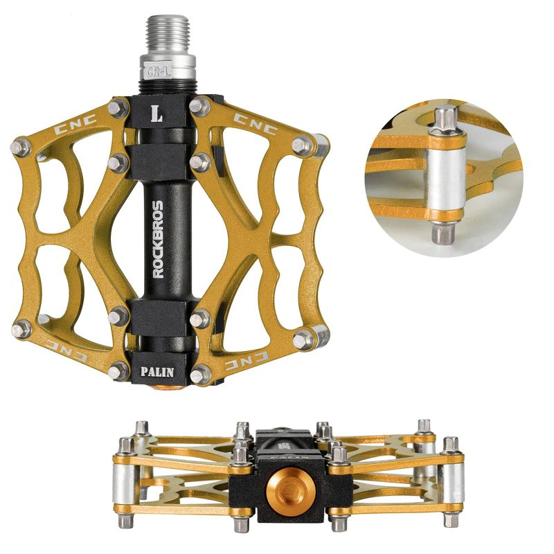 Rockbros 2010-12L Aluminum Platform Bicycle Pedals - Gold
