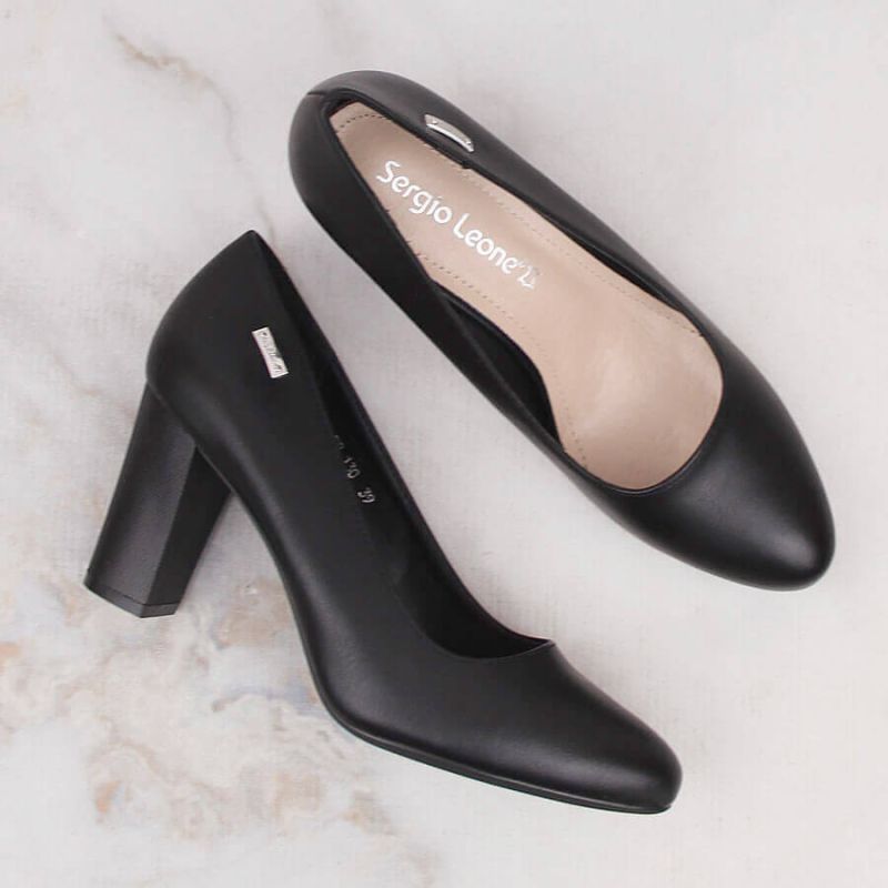 Inny Sergio Leone W SK193A black block heel pumps Utcai cipő