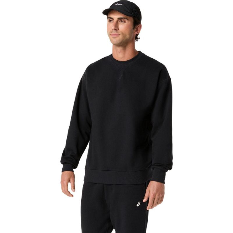 Asics Fleece Relaxed Crew-Neck Top fekete pulóver 2031F335001