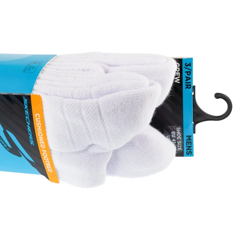 Skechers 3pk Mens PF PBall Crew Socks fehér zokni