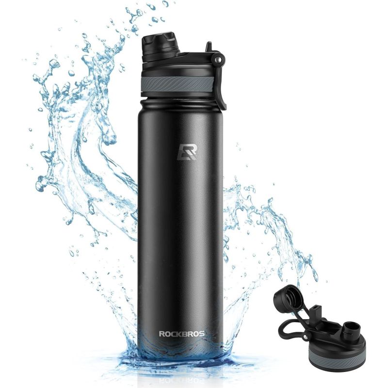Rockbros thermal bottle 550ml black fekete water bottles, training equipment, tourist equipment