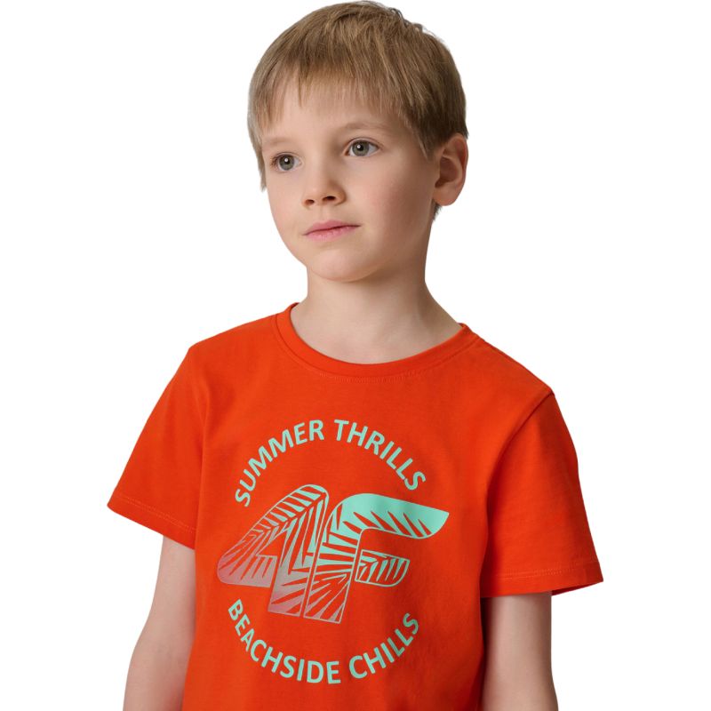 4F Boy's T-shirt M3284 red 62S piros póló 4FJWSS26TTSHM328462S
