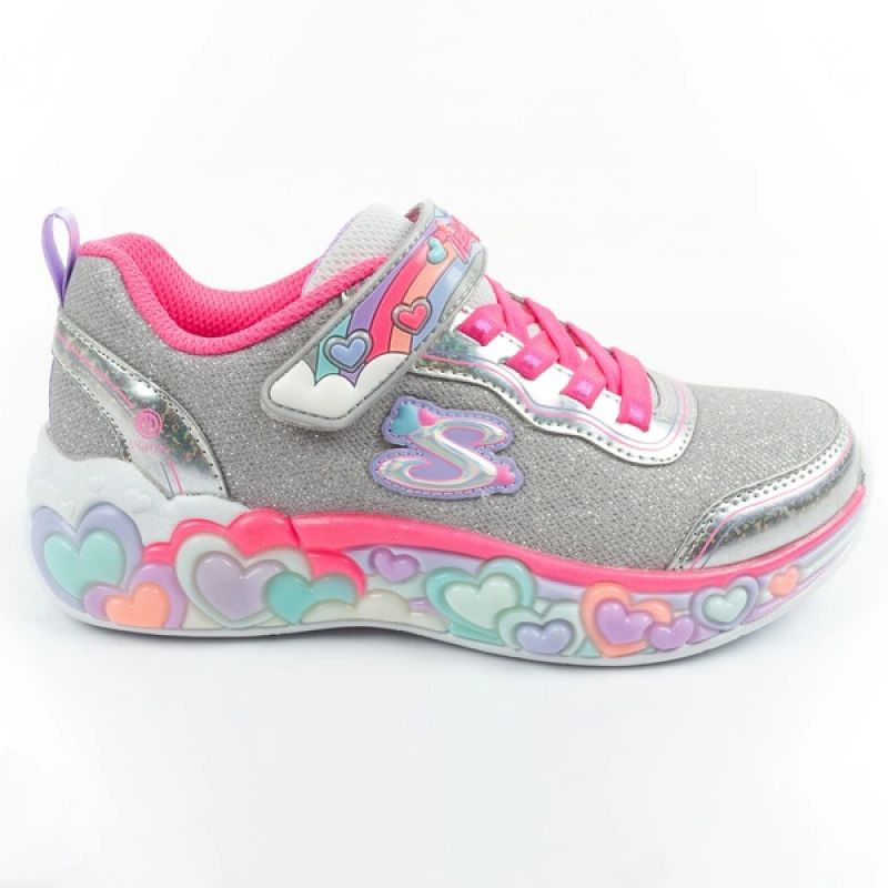 Skechers S Lights LED Children's Velcro for Girls szürke cipő