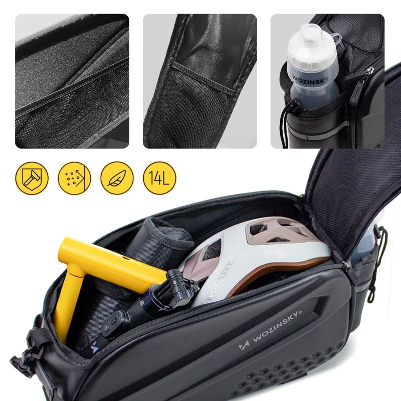 Wozinsky Bike Trunk with Long Strap and Expandable Side Pockets - Black fekete táska 304004-200626