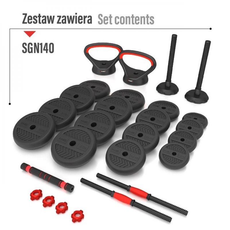 HMS 6-in-1 weight set (barbell, dumbbells and kettlebell) 40kg edzőfelszerelés 17-57-070
