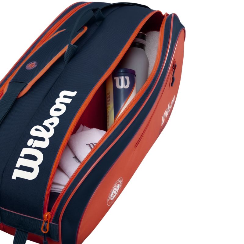 Wilson Roland Garros 2026 Team 6PK Tennis Bag Orange and Navy Blue