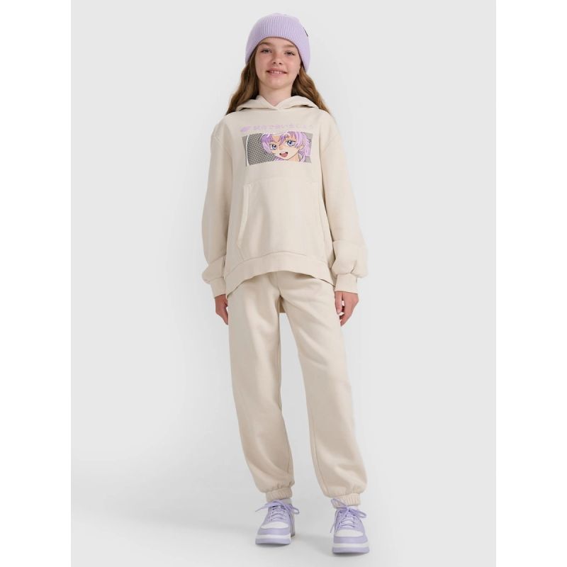 Girls' sweatshirt with hood, open, 4F 4FJRAW25TSWSF2294-11S kapucnis pulóver