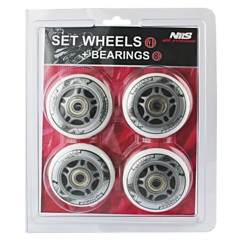 PU 80x24 82A WHITE (4 pcs.) + ABEC-7 (8 pcs.) NILS EXTREME SET