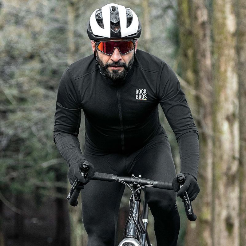Rockbros ROAD TO SKY windproof insulated cycling jersey L - black l \ czarny pulóver