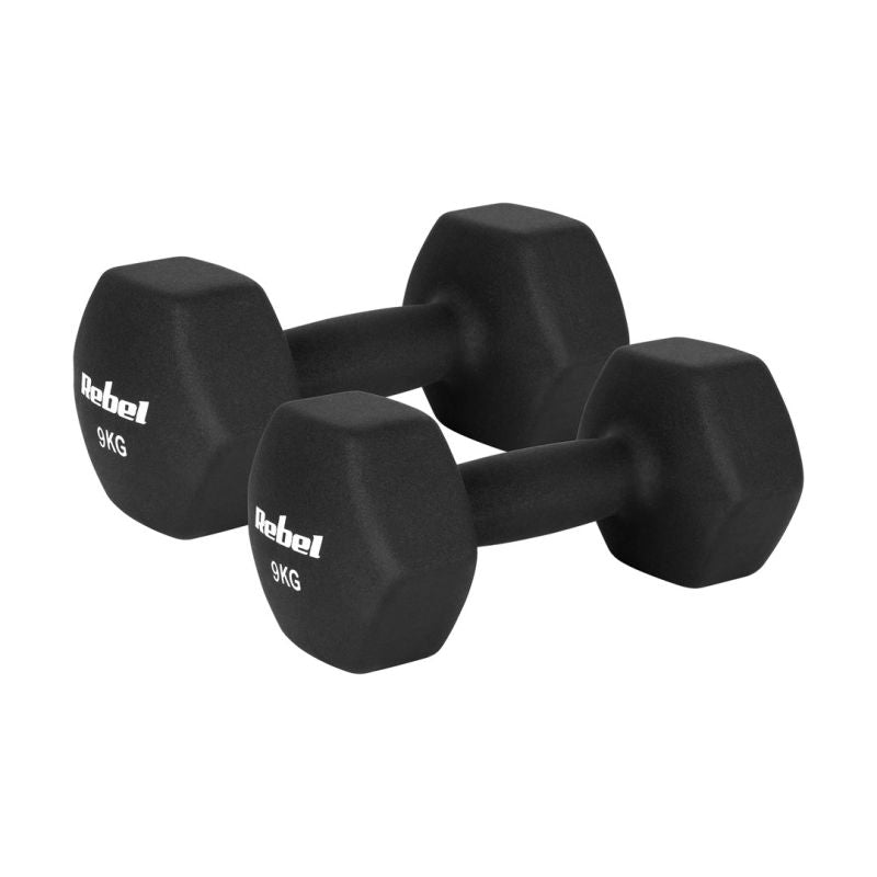 Rebel HEX 2x9kg Neoprene Cast Iron Dumbbells, ACTIVE edzőfelszerelés RBA-2330-9