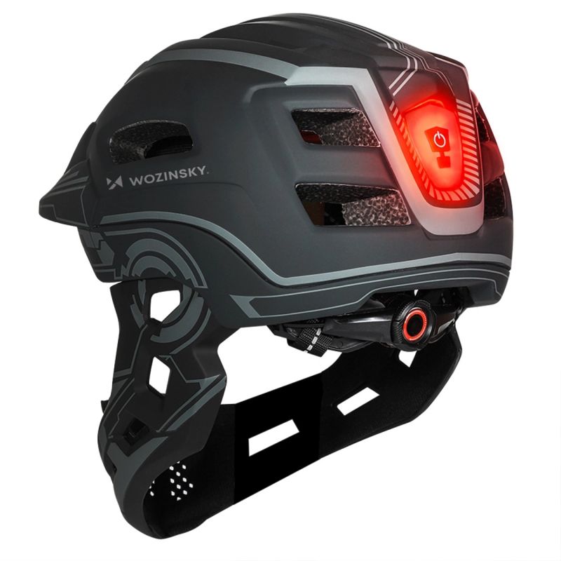 Wozinsky Kids' Full Face Bike Helmet with USB Rear Light S - Gray szary védőfelszerelés HT-27N-199814