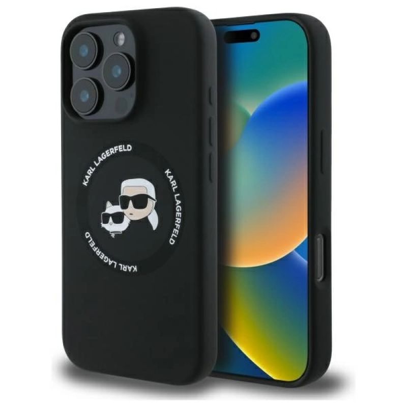 Karl Lagerfeld KLHMP16XSKCHTCK iPhone 16 Pro Max 6.9" /black hardcase Silicone Karl&Choupette Heads MagSafe fekete cases