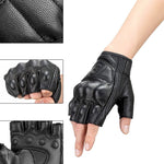 Rockbros 16220006002 leather motorcycle gloves - black fekete kesztyű