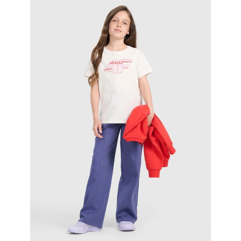 Girls' wide-leg sweatpants 4F 4FJRAW25TTROF1598-33S
