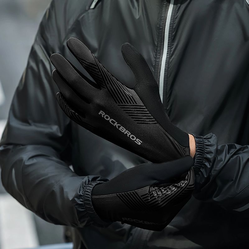 Rockbros cycling gloves spring/summer/autumn, full, size: L - black czarny \ l kesztyű