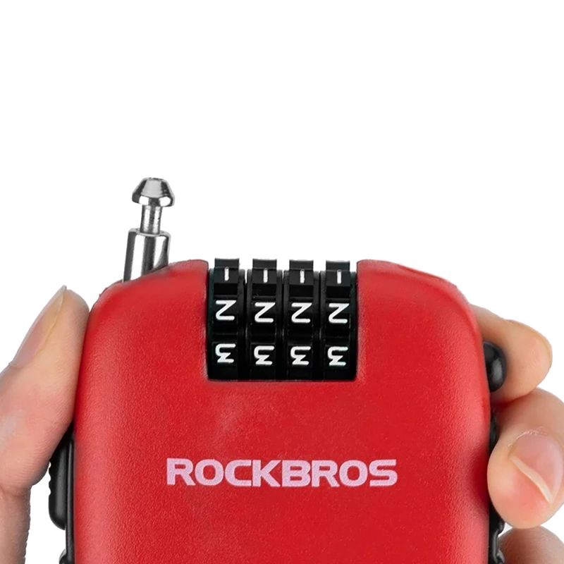 Rockbros 32420981001 bicycle lock with retractable cable - red piros kiegészítő 304004-163810