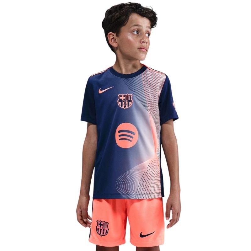 Nike FC Barcelona Academy Pro Kids' T-Shirt Navy Blue and 411 narancssárga póló 153558L